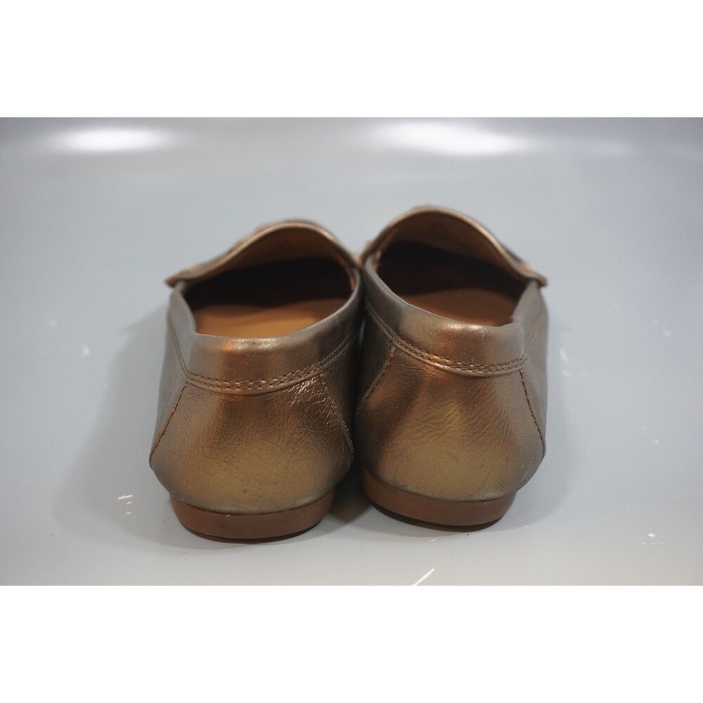 Coach Fonda Womens 7.5B Gold Patent Leather Driving Loafers Moccasin Flats Logo - Picture 4 of 8